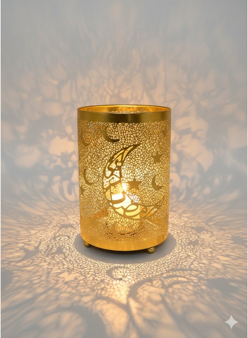 Ramadan Metal Candle Holder with Arabic Calligraphy – Decorative Table Lantern